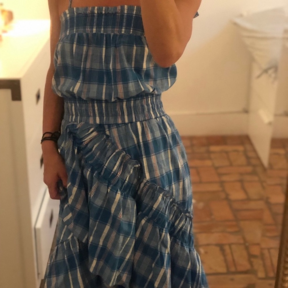 Misa Los Angeles Blue Plaid Midi Dress - Picture 4 of 4